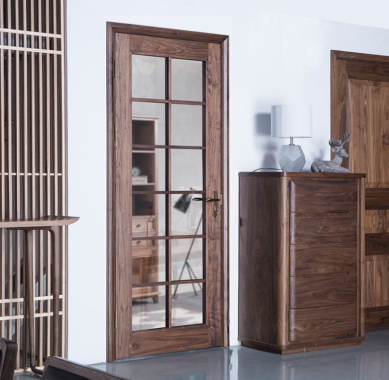 工厂定制胡桃木实木门 厨房推拉门 简约现代室内卧室原木色烤漆门