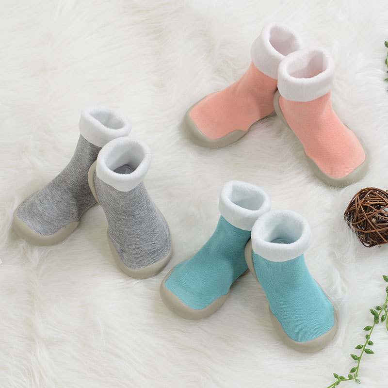 ins children‘s soft sole shoes socks baby indoor shoes outdoor rubber sole children‘s shoes toddler shoes thickened terry short socks shoes