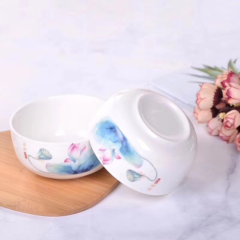 Nordic Ins Flamingo Ceramic Bowl New Product Charm of Lotus Porcelain Bowl Set Opening Gift Meeting Sale Gift