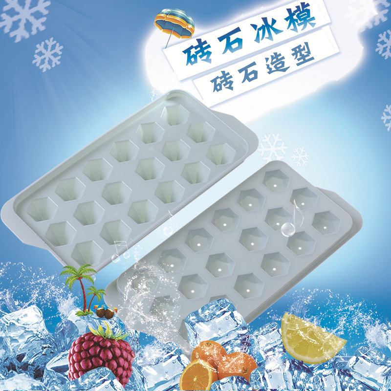 Creative Diamond 18 Grid Ice Tray Ice Cube Box Ice Cubes Mold Plastic DIY Ice Mold with Lid