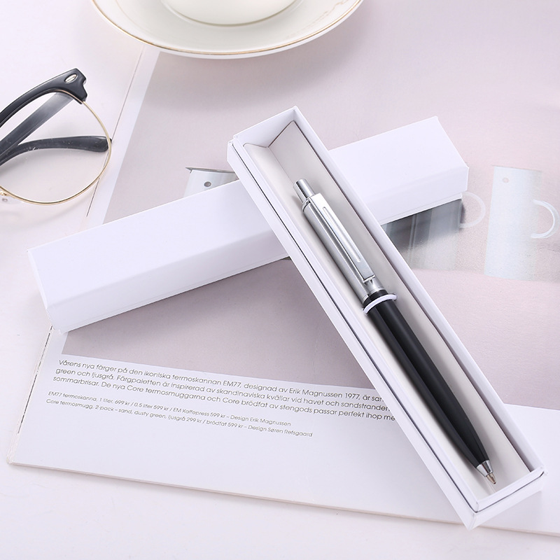 Business Office Small White Pen Ballpoint Pen Signature Pen Roller Pen Packing Box Gift Advertising Marker Packing Box