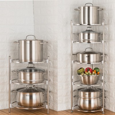 厨房收纳不锈钢架子多层锅架放锅架多功能新款架置物架三角架炒锅