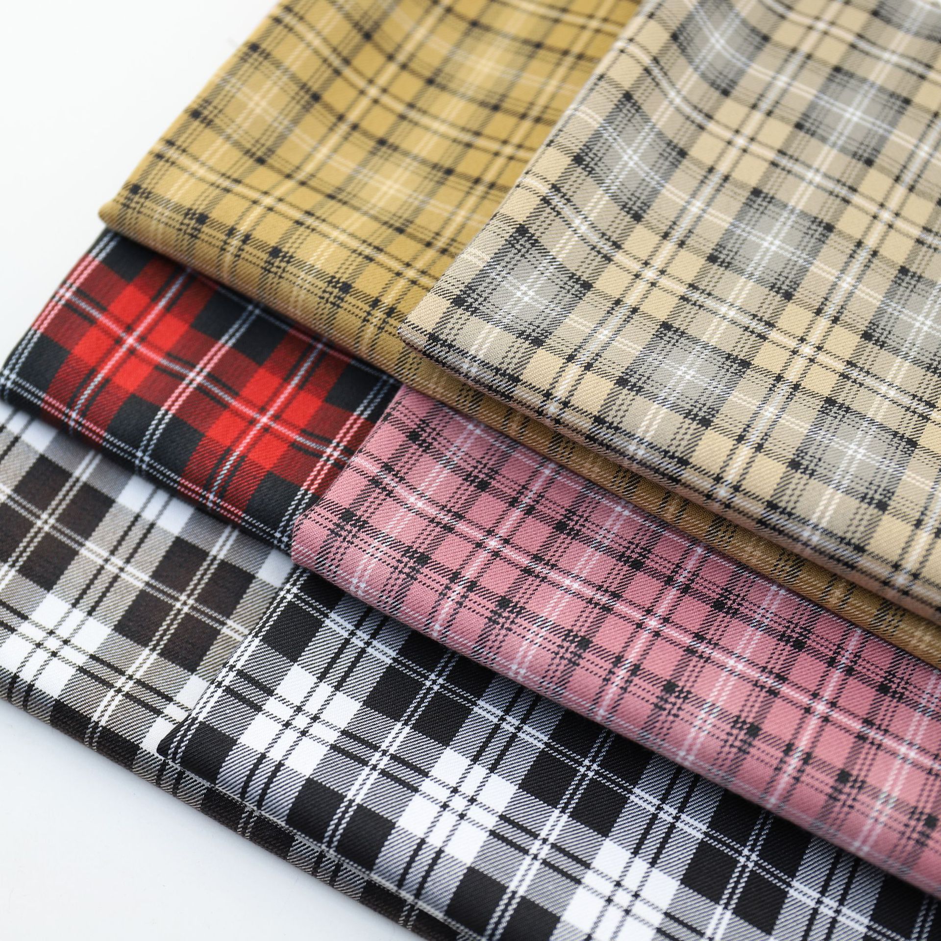 tr弹力色织斜纹格子布jk制服百褶短裙时装休闲外套装饰布面料现货