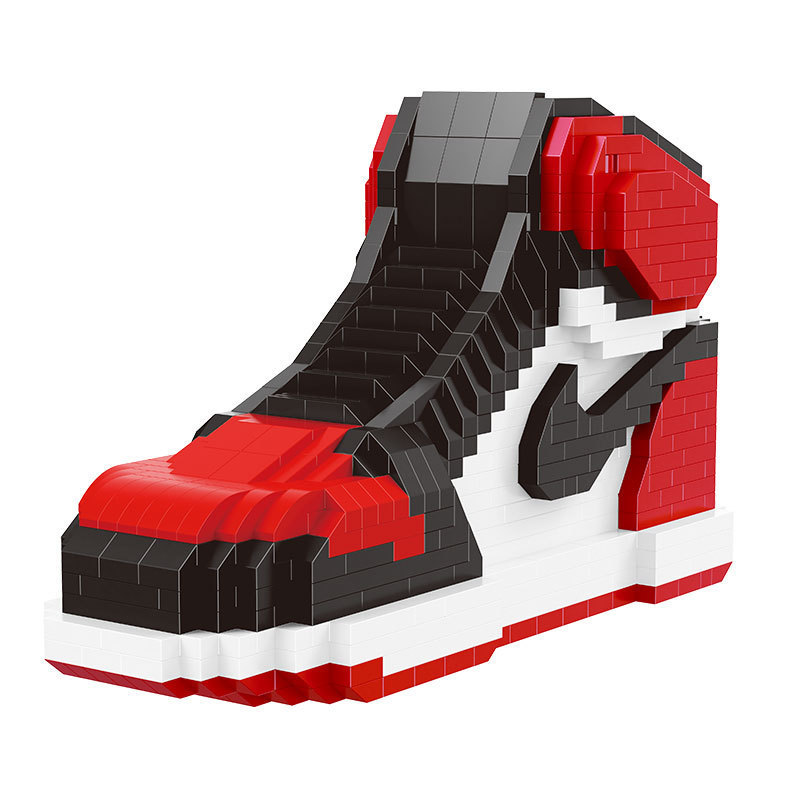 贝乐迪16111 aj篮球鞋积木兼容乐高芝加哥黑脚趾闪电积木男孩礼物