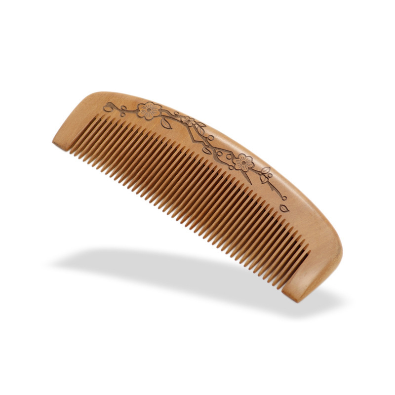 Sales Whole Wood Moon-Shaped Carved Wide Tooth Laser Engraving Modeling Curly Hair Mahogany Comb