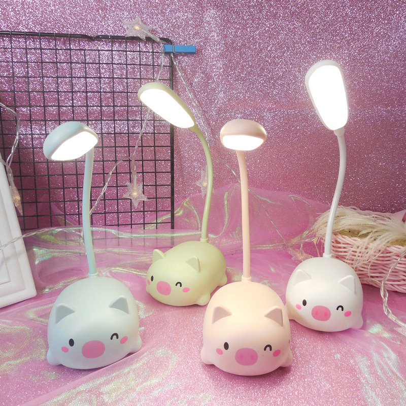 Cartoon Cute Pet Pig Charging Table Lamp Led Foldable Usb Children Charging Eye Protection Desktop Small Night Lamp Gift