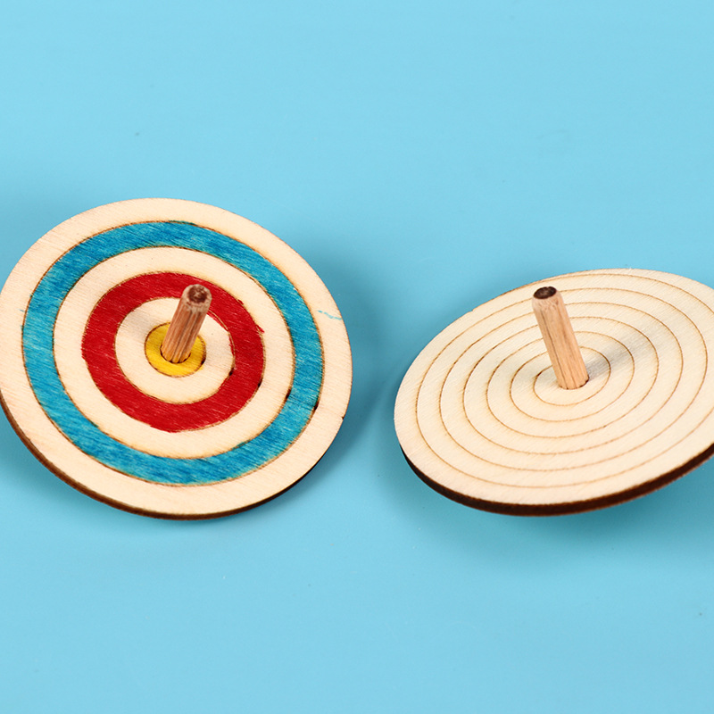 木质陀螺diy填色彩绘玩具宝宝幼儿园制作材料包儿童小陀螺