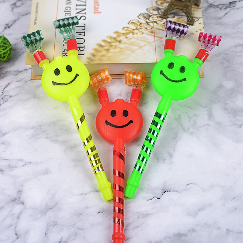 Smiling Face Blowing Dragon Whistle Blowing Birthday Party Gift Novelty Nostalgic Hot Sale Push Small Toy Gift