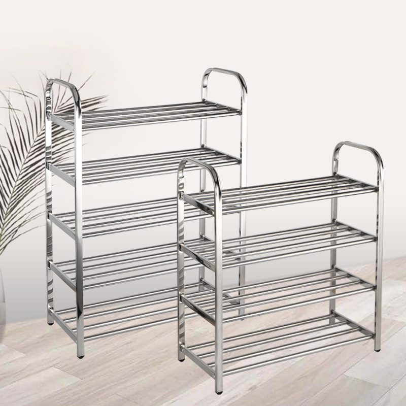 不锈钢简易鞋架子家用经济型放小门口宿舍室内收纳架多层防尘鞋柜