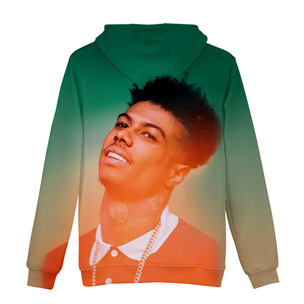 跨境百搭新款 blueface 人气说唱男歌手 3d休闲潮流 连帽卫衣