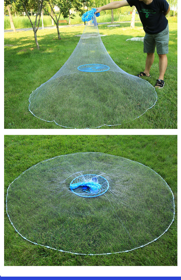 手抛网 飞盘手抛网手撒网渔网捕鱼网美式手抛网鱼网旋网 厂家直销