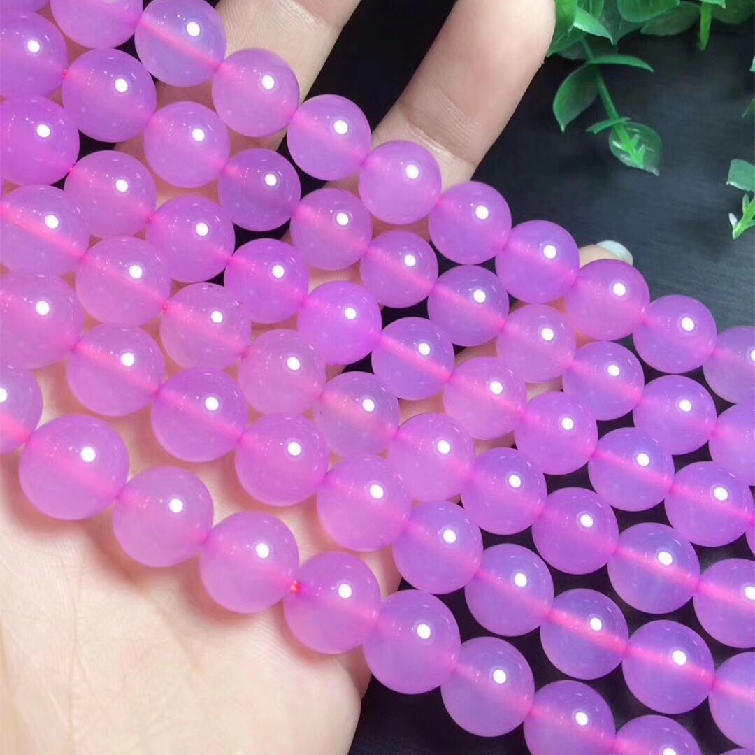 aaa级粉玛瑙 水晶散珠 圆珠 半成品 diy饰品配