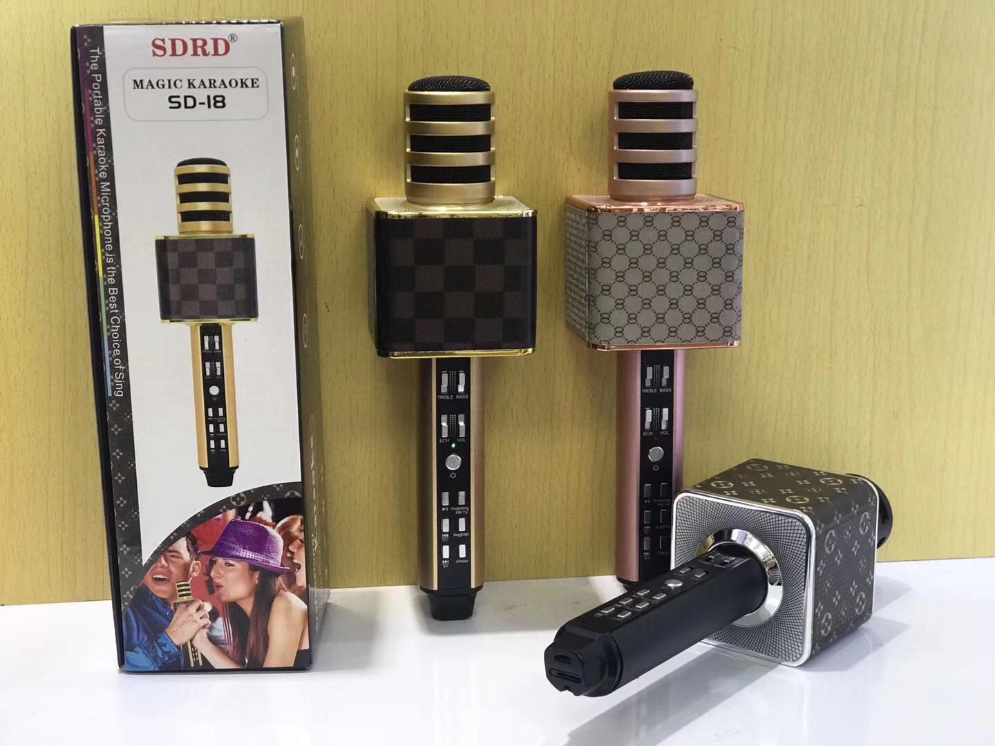 sdrd厂家直销sd-18蓝牙手机k歌麦克风 k歌宝 家用户外ktv无线话筒