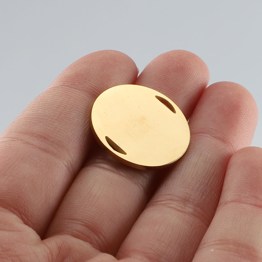 镜面不锈钢 圆形圆片吊坠 双孔刻字小圆牌挂件 20mm diy饰品配件