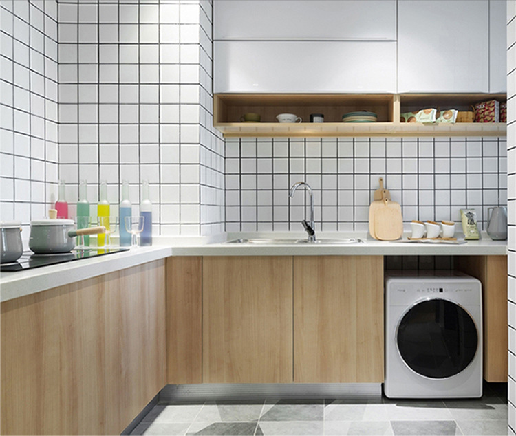 北欧瓷砖厨房墙面砖卫生间墙片300x600黑白格子砖厕所阳台小白砖