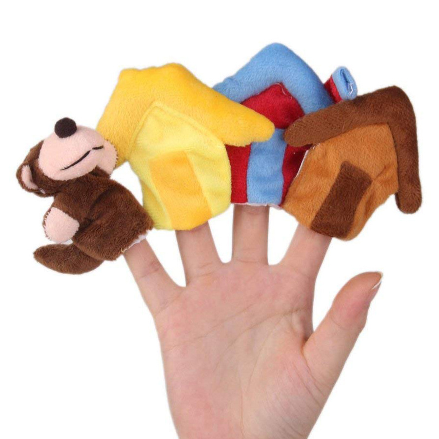 s153卡通动物毛绒手指木偶毛绒玩具小猪玩具毛绒手指木偶故事玩具