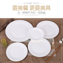 纯白镁质瓷陶瓷平盘家用纯白厚8寸9寸19寸12寸平盘深盘圆形菜盘