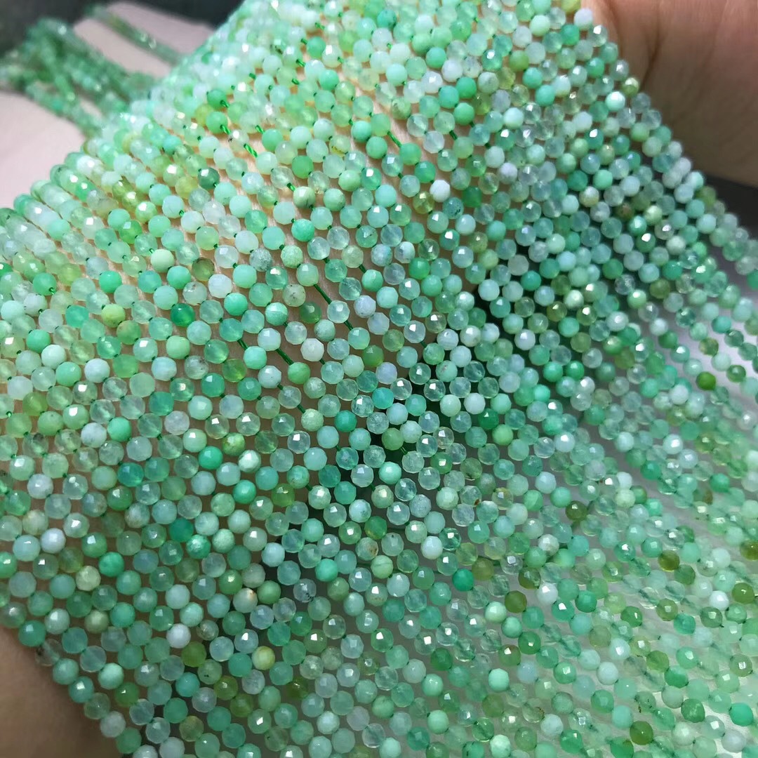 鸿硕绿澳宝散珠 天然水晶~~~欧泊澳宝刻面半成品~~~ 切面~~~长链