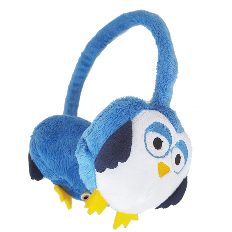 现货动物毛绒头戴式耳机 创意企鹅毛绒儿童耳机