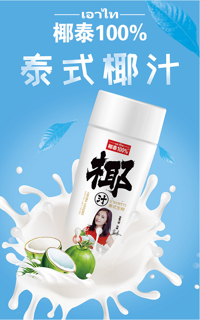 椰泰100% 果肉椰子汁植物蛋白饮料 泰式生榨椰子汁360ml*15瓶