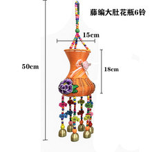 藤条花瓶 黑藤风铃民族风 装饰品藤编花瓶铃铛挂件木质工艺品批发