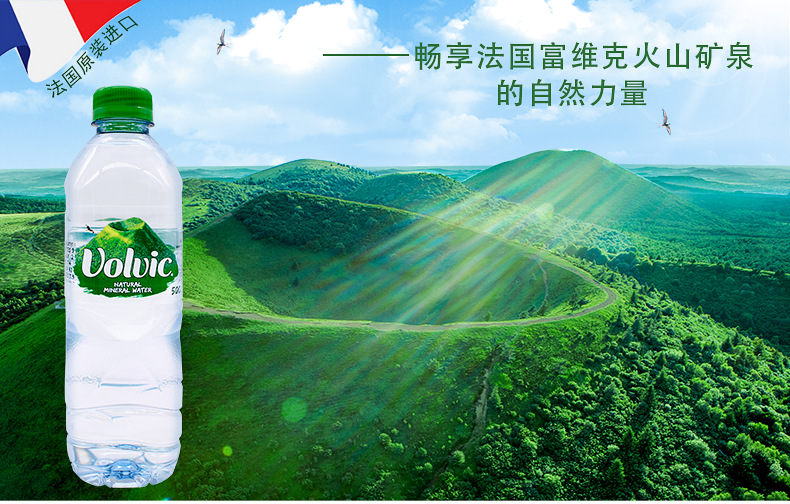法国进口volvic富维克天然矿泉水500ml*24瓶 2019年05月生产