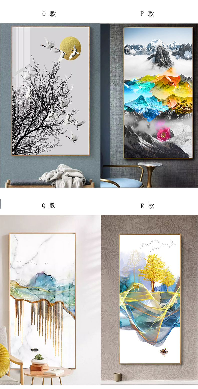 厂家直销时尚简约装饰画实木画框冰瓷画晶瓷画沙发背景新中式画