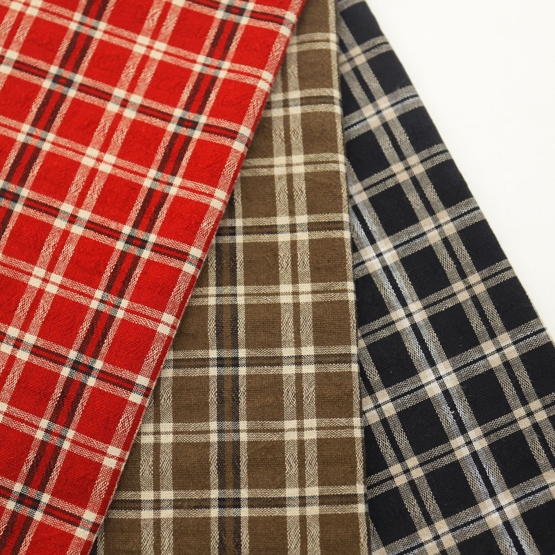 全棉色织提花格子布衬衫吊带家居服靠垫箱包鞋帽装饰面料现货供应