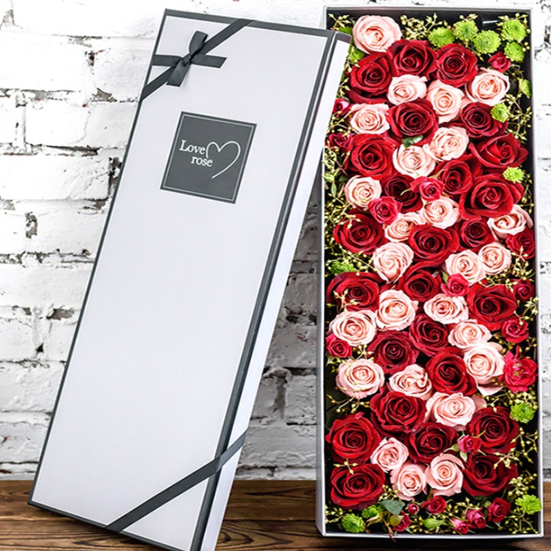 礼盒玫瑰花鲜花礼盒包装盒鲜花束盒子iloveyou长方形花盒