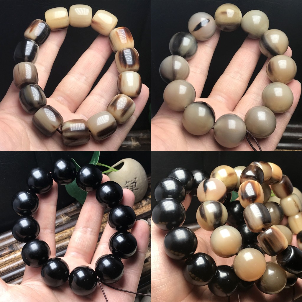 正宗水牛角手链 精品花色纹牛角手串 天然牛角桶珠 黑牛角手饰