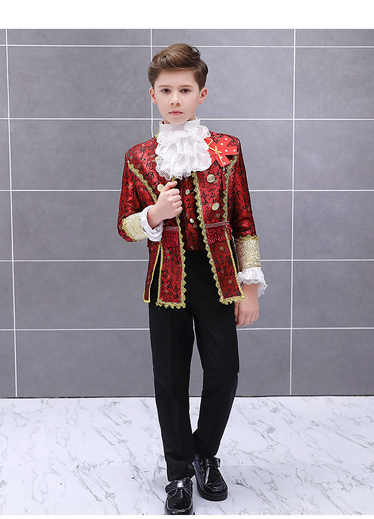 儿童六一欧洲宫廷服装演出礼服男舞台复古白马王子欧式表演服套装