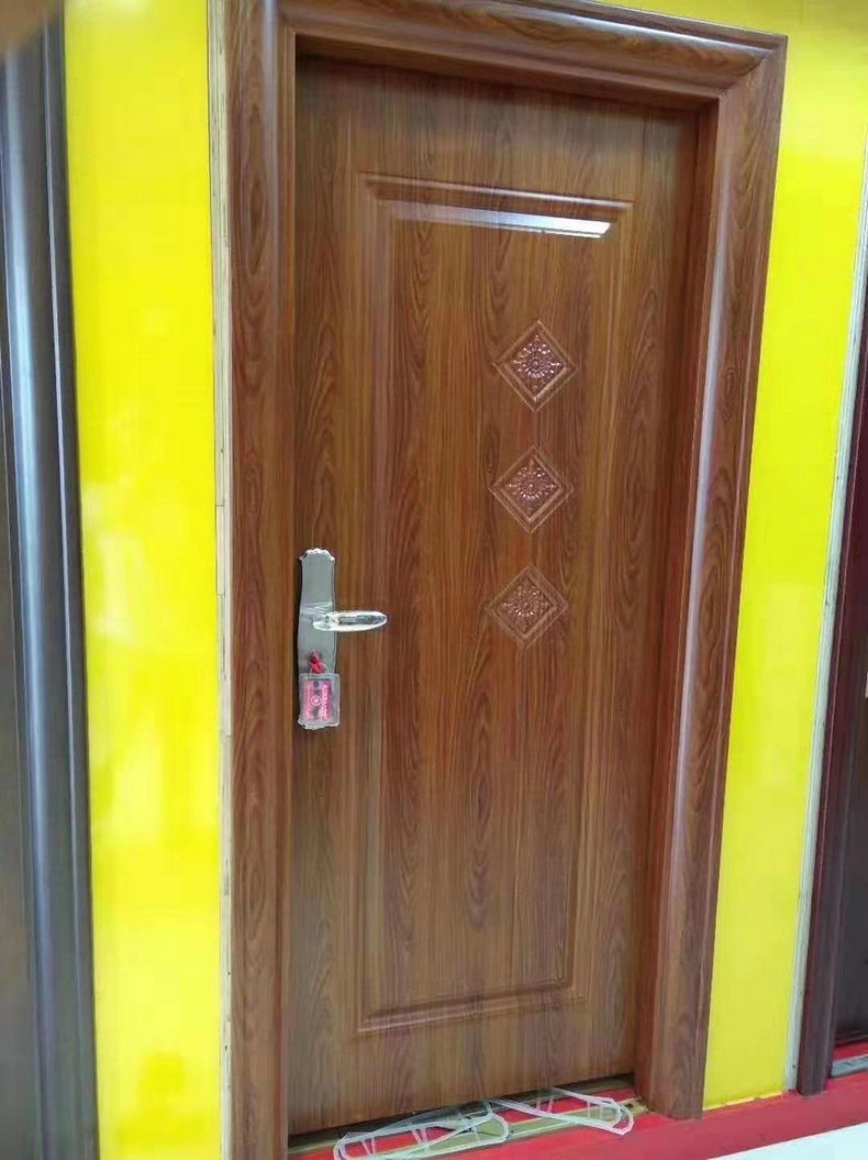 电解板入户门 镀锌带窗头电解板门钢板门 成品复合彩钢板门