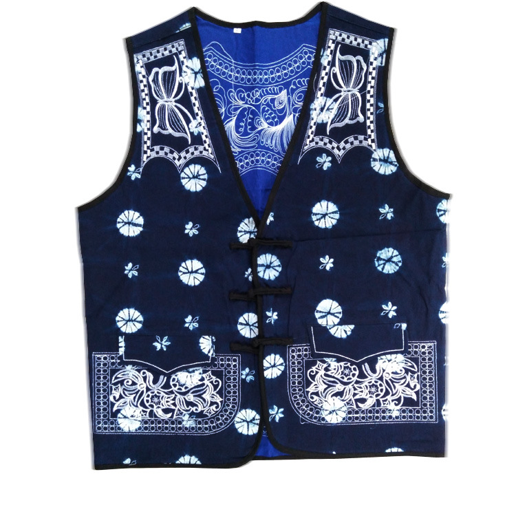 云南特色服装民族风白族扎染特色男女士马甲休闲外出旅游包邮绣花