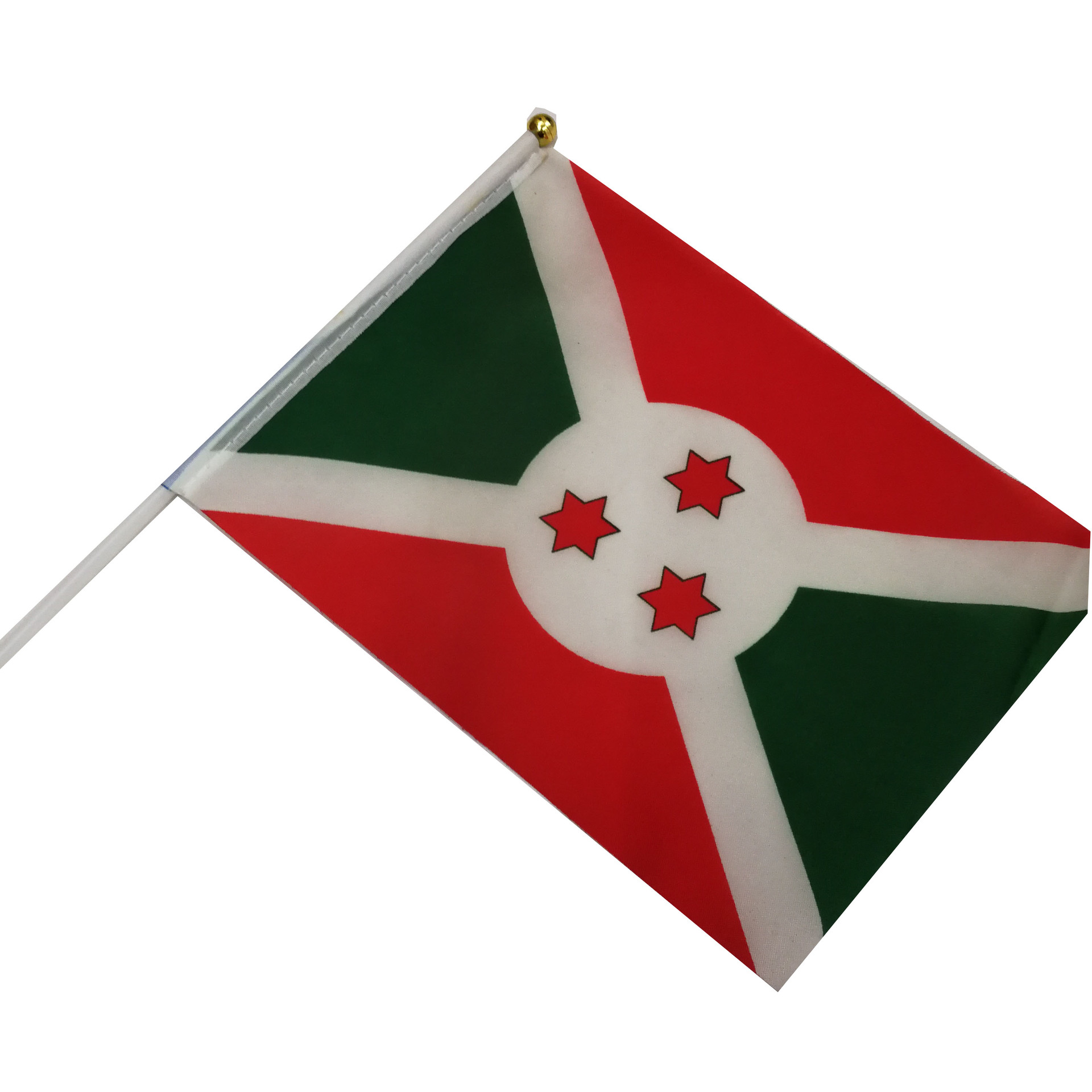 布隆迪国旗旗帜手摇旗涤纶双面印刷塑料杆可来样订做厂家直销