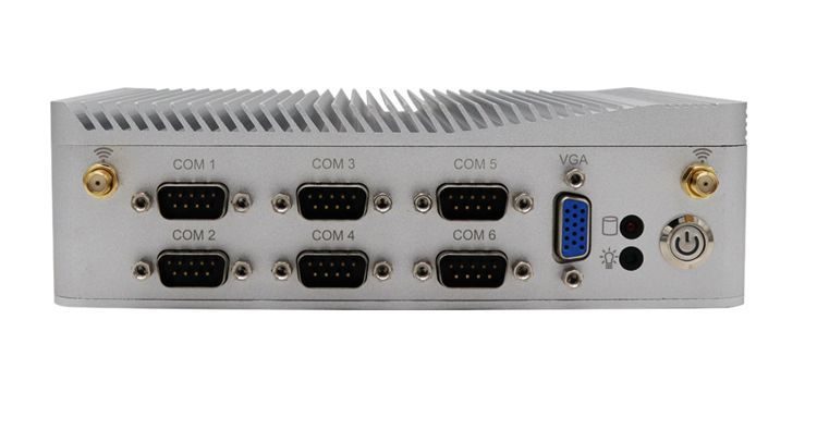 微型工业电脑j1900双网六串口支持来电开机pxe无风扇嵌入式工控机