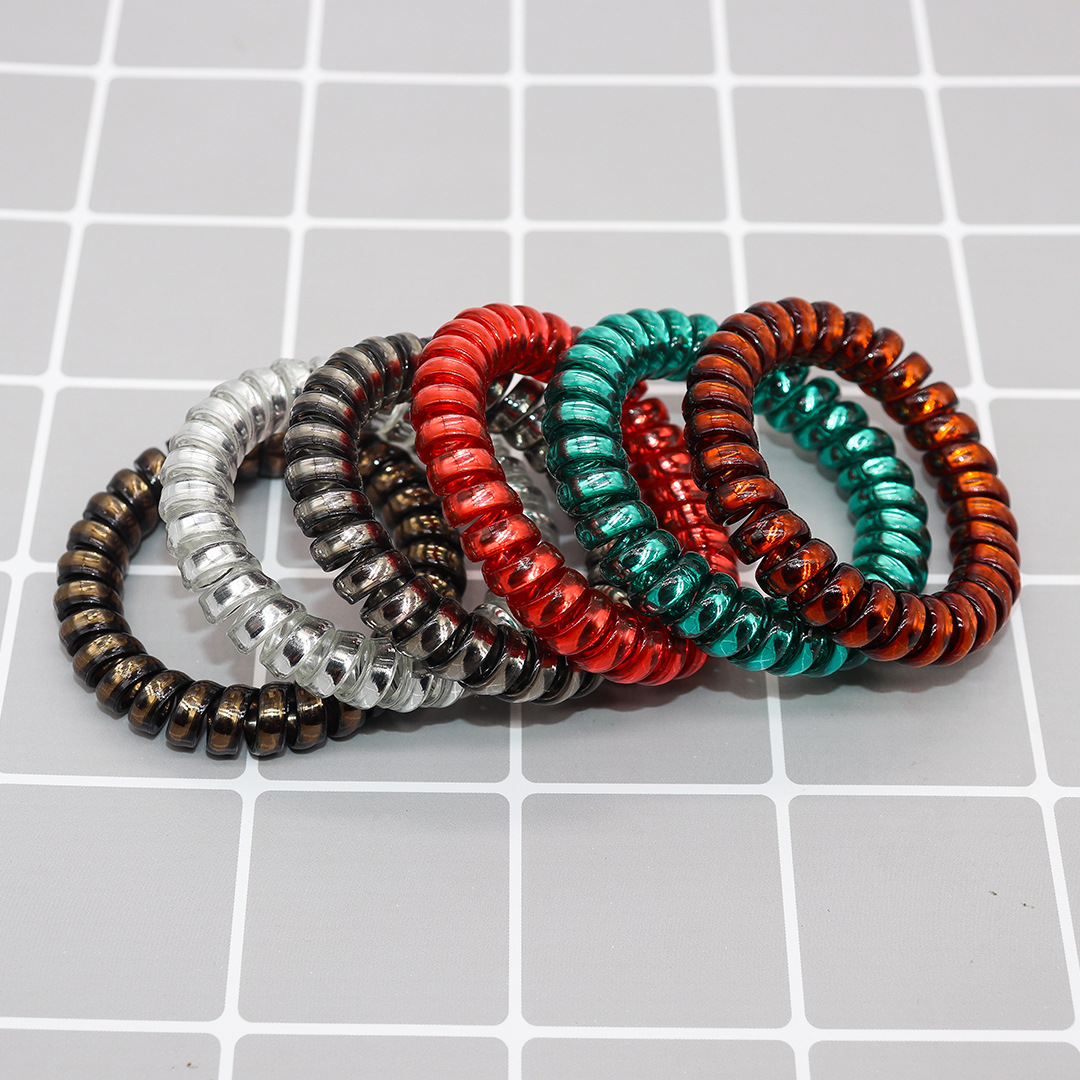 韩版爆款电镀色电话线手环 电话线发圈 扎头发皮筋 厂家直销