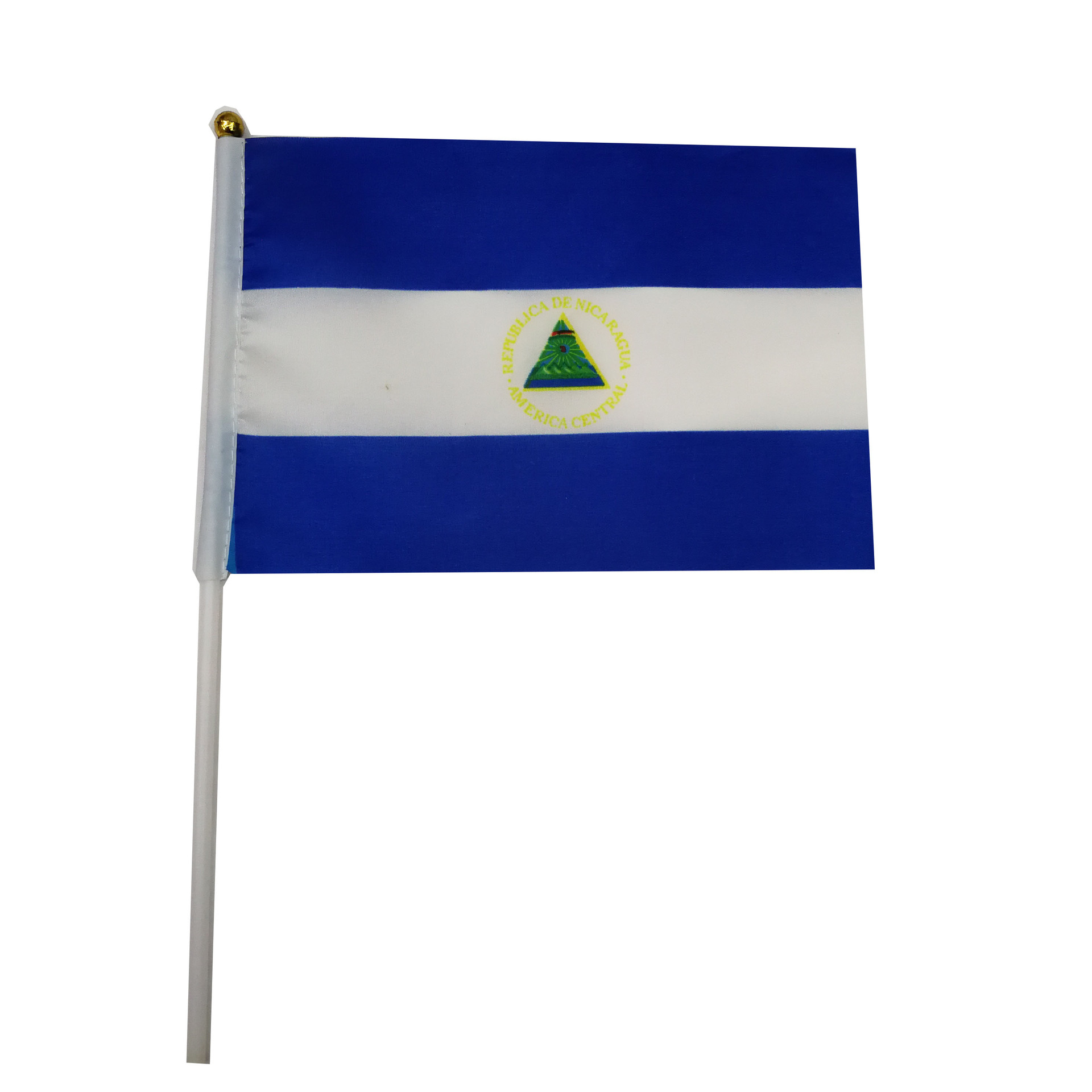 尼加拉瓜国旗手摇旗旗帜双面涤纶印刷塑料杆可来样订做厂家直销