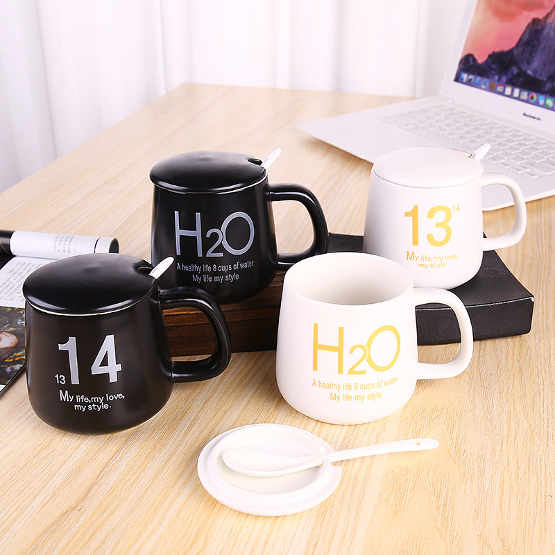 1314 Ceramic Cup Breakfast Cup 520 Couple's Cups Suit Coffee Cup Water Cup Creative Constant Temperature Mug Printing
