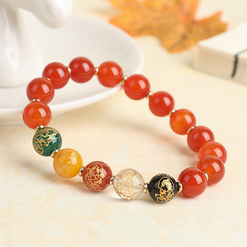 天然红玛瑙手链本命年转运玛瑙手串寺庙结缘礼品景区批发