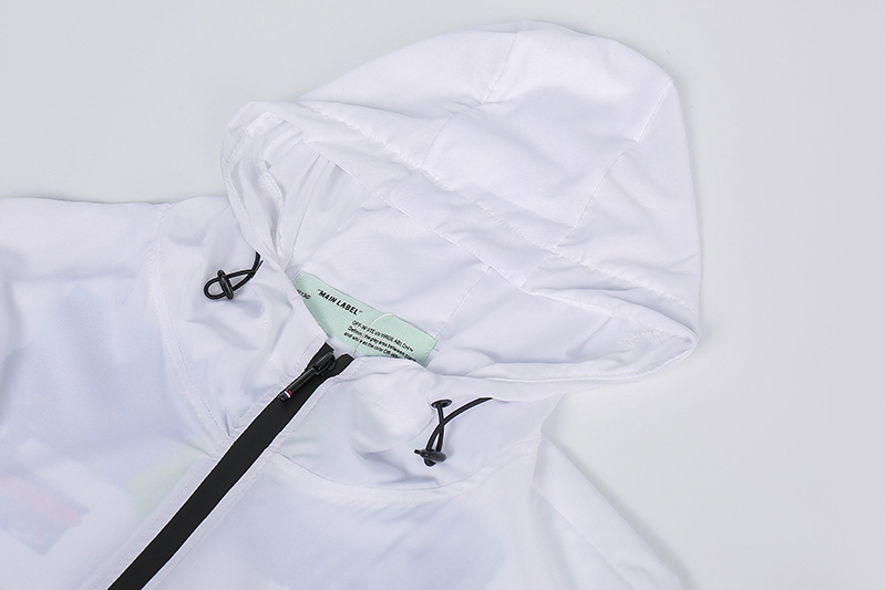 off ow white夏季防晒衣男女连帽外套 户外青少年透气防晒太阳服