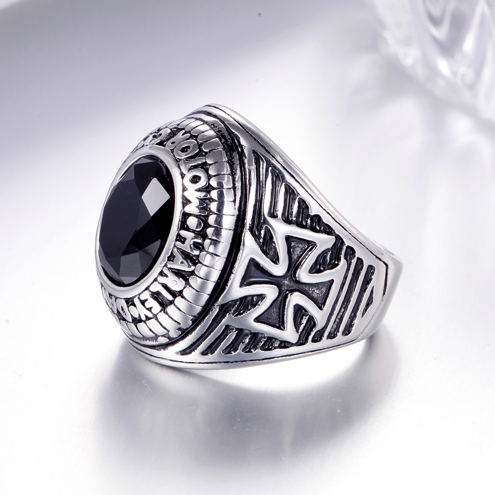 钛钢男士戒指 十字架戒指 欧美大兵不锈钢男士戒指