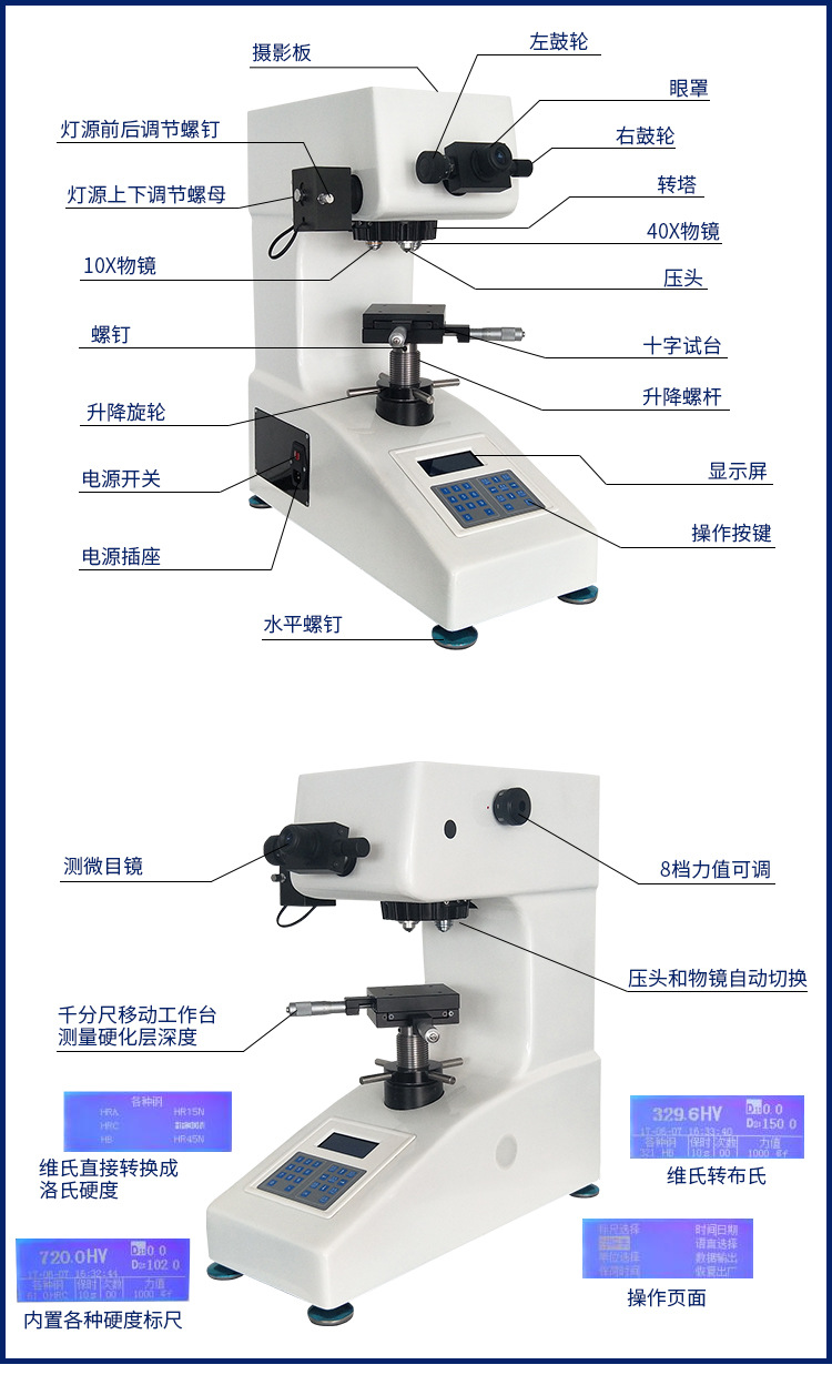 hv-1000z自动转塔显微维氏硬度计自动定位适合小零件硬度测试厂家
