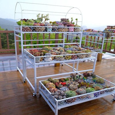 铁艺省空间移动阳台带轮铁艺花架阳台带轮铁艺花架多肉室外落地多