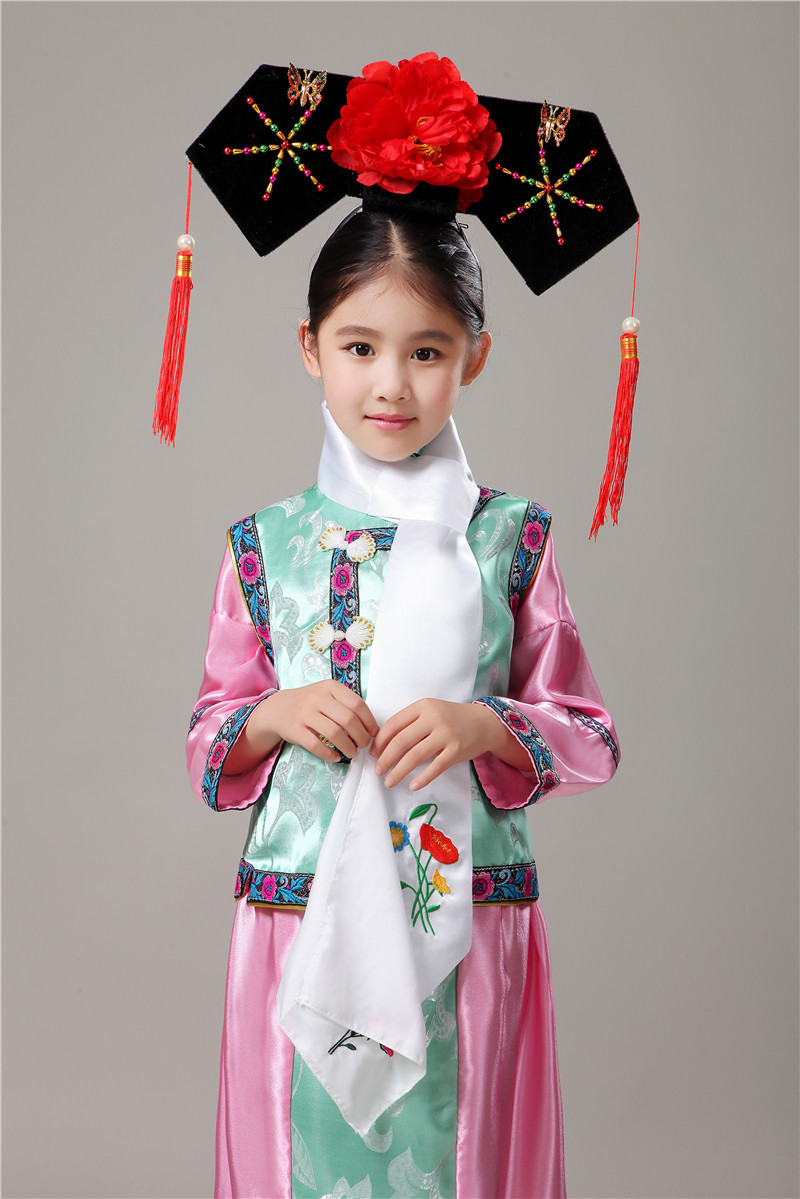 六一儿童格格服装春夏女童古装清朝宫廷公主裙幼儿满族格格演出服