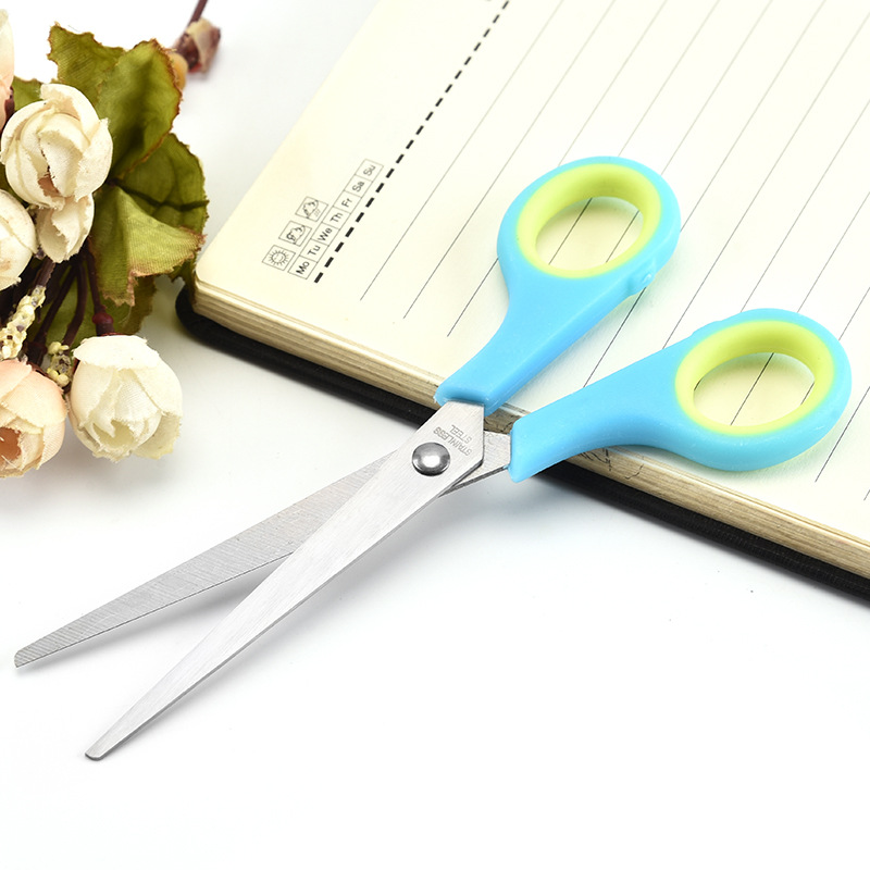 Factory in Stock Household Children's 6-Inch Rubber Scissors Stainless Steel Scissor Student Paper Cutting Scissors Office Scissors