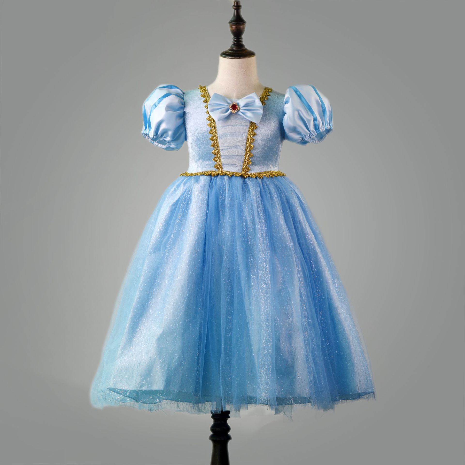 2019女童裙童装礼服索菲亚儿童演出服拖地公主裙长发公主蓬蓬裙