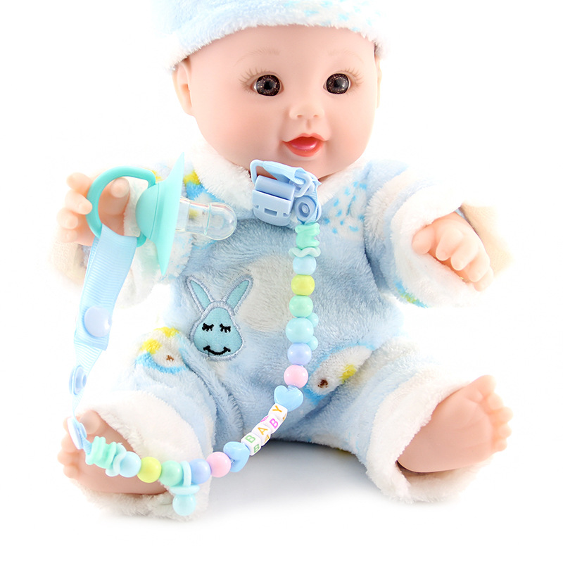 苹果熊新款食品级安抚奶嘴 婴儿硅胶圆头玩嘴防掉链 厂家直销