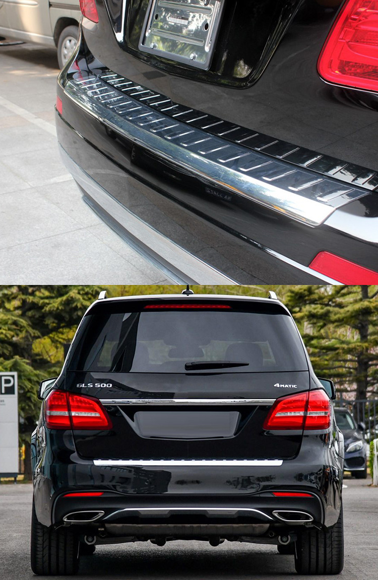 适用于奔驰gls350后保险杠中亮条gls400防撞电镀雾灯装饰条gls450