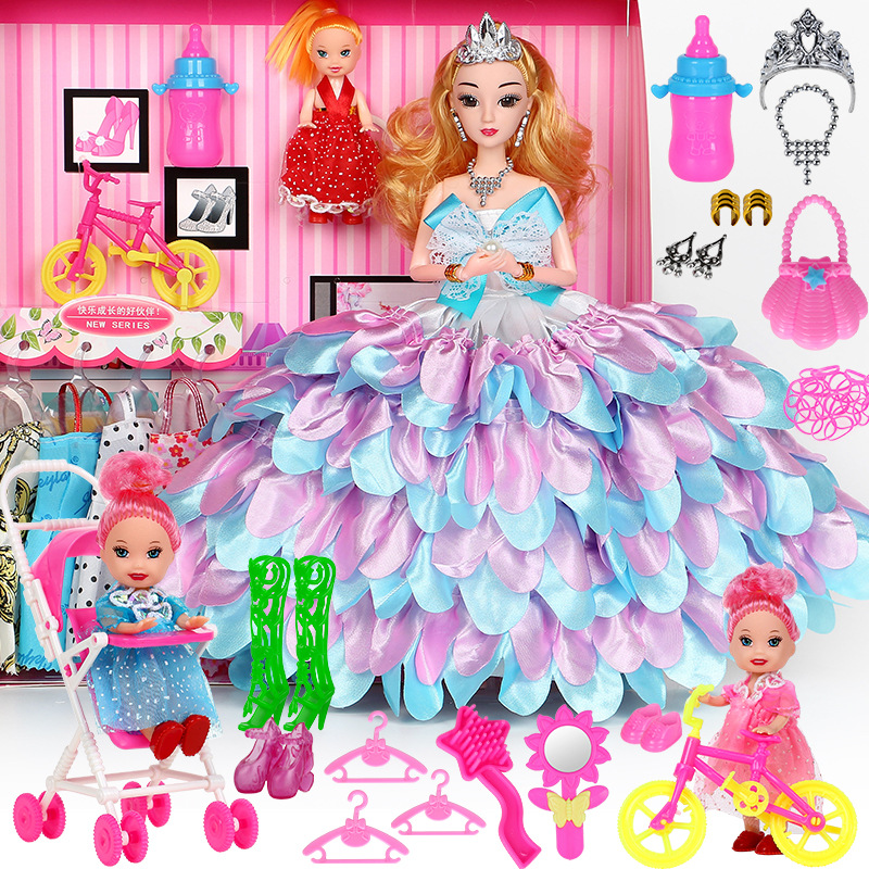 Yi Tian Barbie Doll Play House Girl Toy Princess Wedding Dress Doll Large Gift Box Suit Wholesale