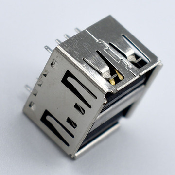 usb连接器a型母座180度双层插板式短体105无脚